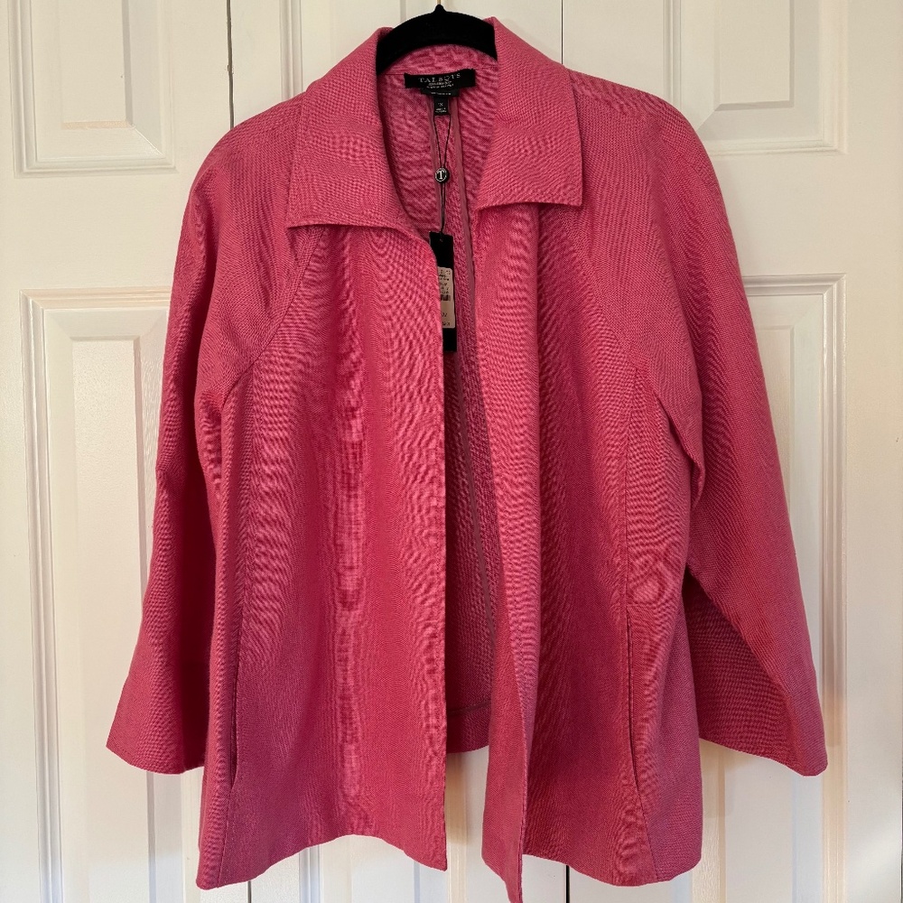 Spring/Summer Beauty! Talbots linen blazer jacket rose pink size 1XP Petite